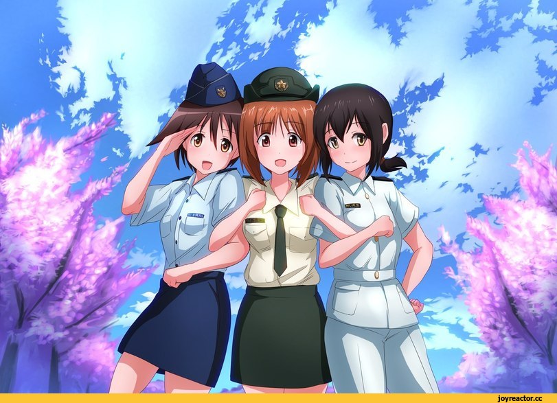miyafuji yoshika, Strike Witches Character, Strike Witches, фэндомы, Fubuki (Kantai Collection), Kantai Collection, Nishizumi Miho, Girls und Panzer, crossover, Anime