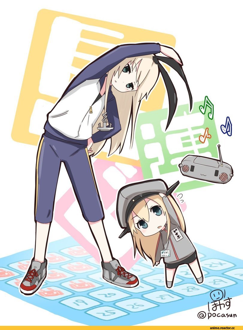 Pokasu, Shimakaze, Kantai Collection, Bismarck (Kantai Collection), Anime