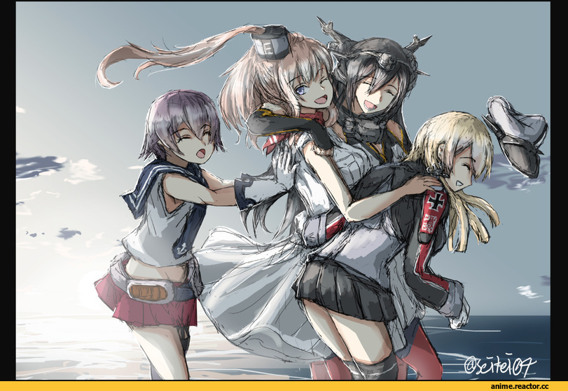 Nagato (Kantai Collection), Kantai Collection, Saratoga (Kantai Collection), Prinz Eugen, Sakawa (Kantai Collection), seitei (04seitei), Anime
