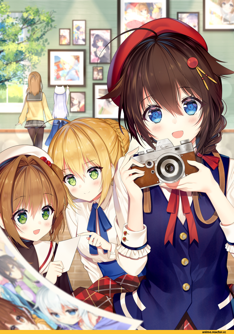 necomi (gussan), Shigure (Kantai Collection), Saber (Fate), Kinomoto Sakura, Cardcaptor Sakura, crossover, tippy (gochuumon wa usagi desuka?), gochuumon wa usagi desuka?, Kafuu Chino, Love Live!, Anime, Kantai Collection, Fate (series)