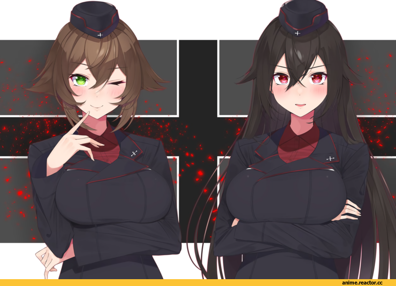Girls und Panzer, Kantai Collection, Mutsu, Nagato (Kantai Collection), nezumi doshi, crossover, удалённое, Anime