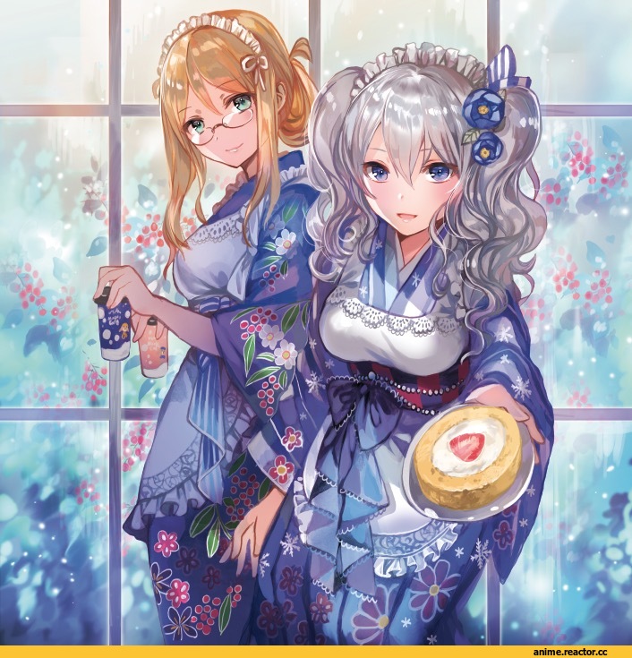 Kantai Collection, Kashima (Kantai Collection), Katori (Kantai Collection), rioka (southern blue sky), Anime Art, kimono, Anime