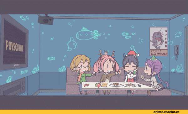 Akebono, Hibiki (Kantai Collection), I-19, Kasumi (Kantai Collection), Northern Ocean Hime, Sazanami (Kantai Collection), Ushio, Anime Гифки, crossover, Anime Christmas, Anime, Kantai Collection, pori (poritan81), Oboro (Kantai Collection), I-168, I-8