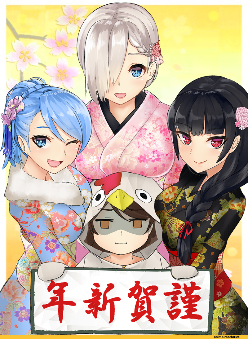 Kantai Collection, Hamakaze (Kantai Collection), Isokaze (Kantai Collection), Tanikaze (Kantai Collection), Urakaze, sin (kami148), Anime Art, kimono, Anime