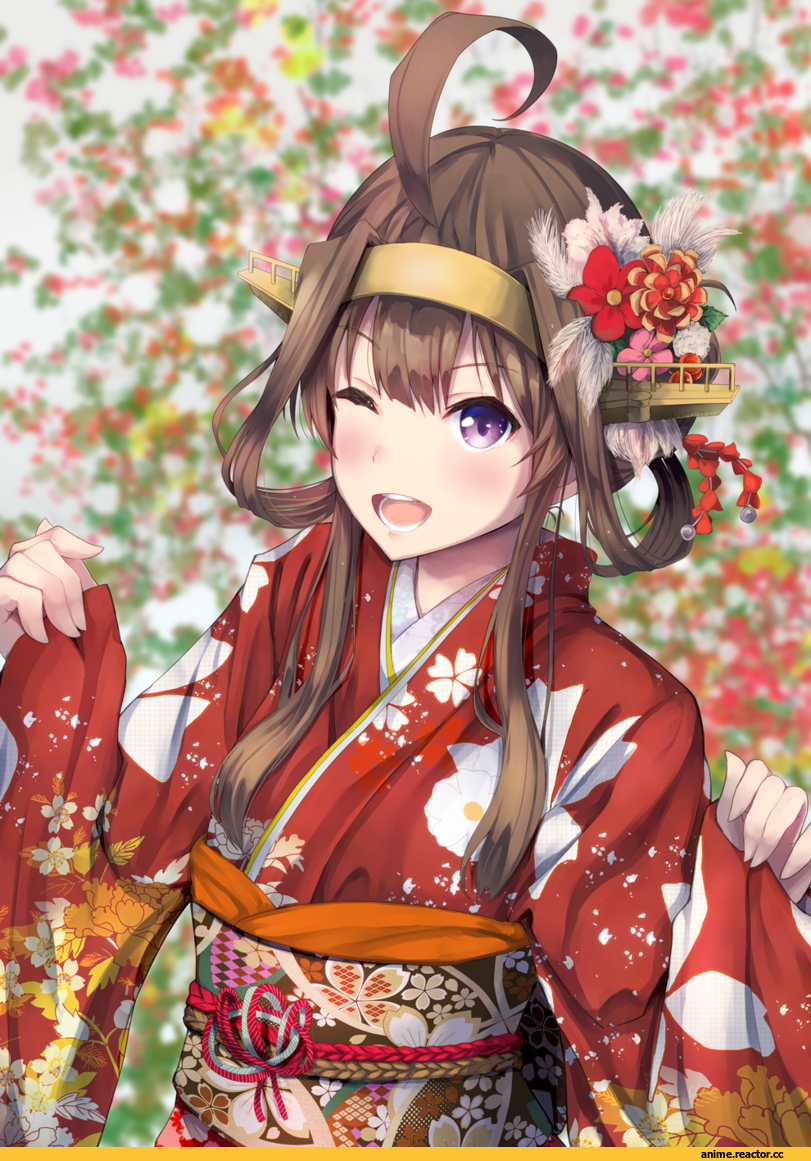 Kongou (Kantai Collection), Kantai Collection, konkito, kimono, Anime