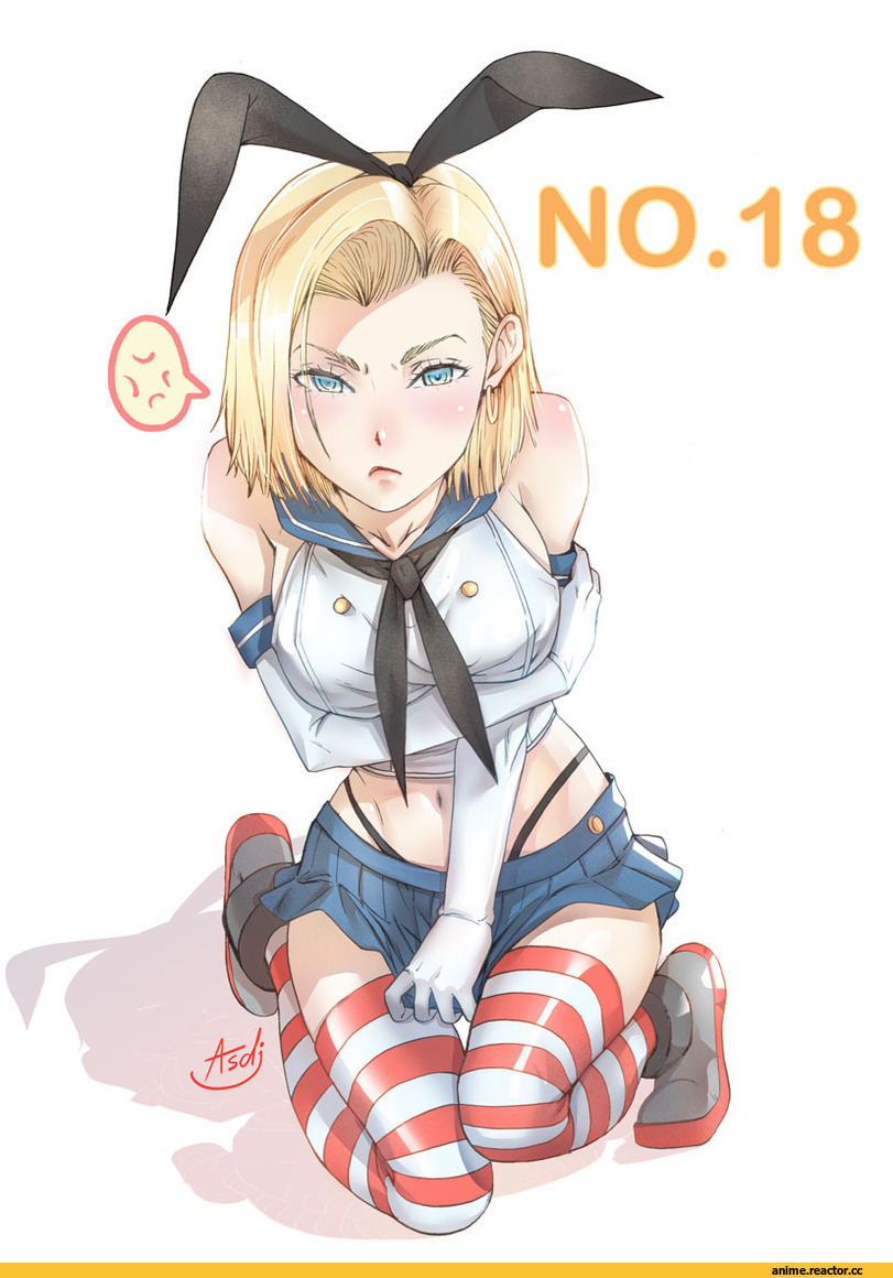 shimakaze (kantai collection), Kantai Collection, Android 18, Dragon Ball, crossover, asdj, Anime