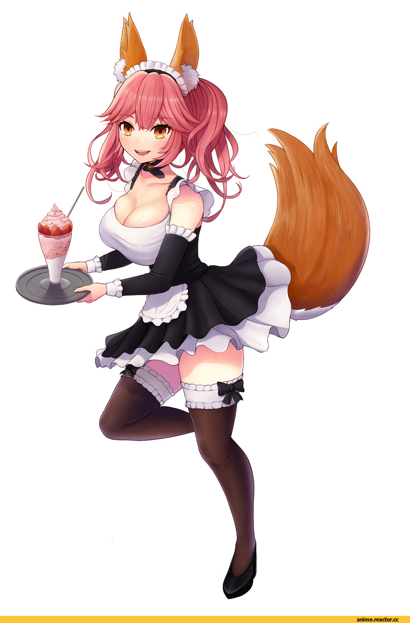 Caster (Fate/Extra), Fate/Extra, Fate (series), Kitsune, Animal Ears, Maid, Kyonyuu Not Ero, fou zi, Anime