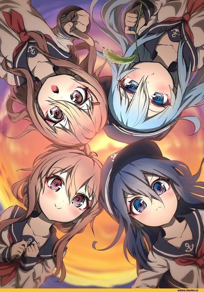 Kantai Collection, Akatsuki, Ikazuchi, Inazuma (Kantai Collection), Hibiki (Kantai Collection), hikomaro610, Anime