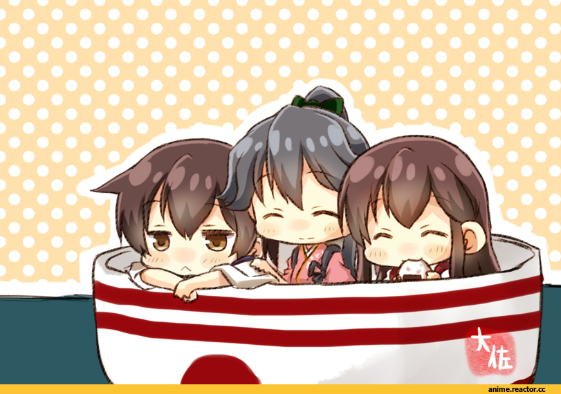 Taisa (kari), kaga, Kantai Collection, Akagi, Houshou (Kantai Collection), chibi, Anime