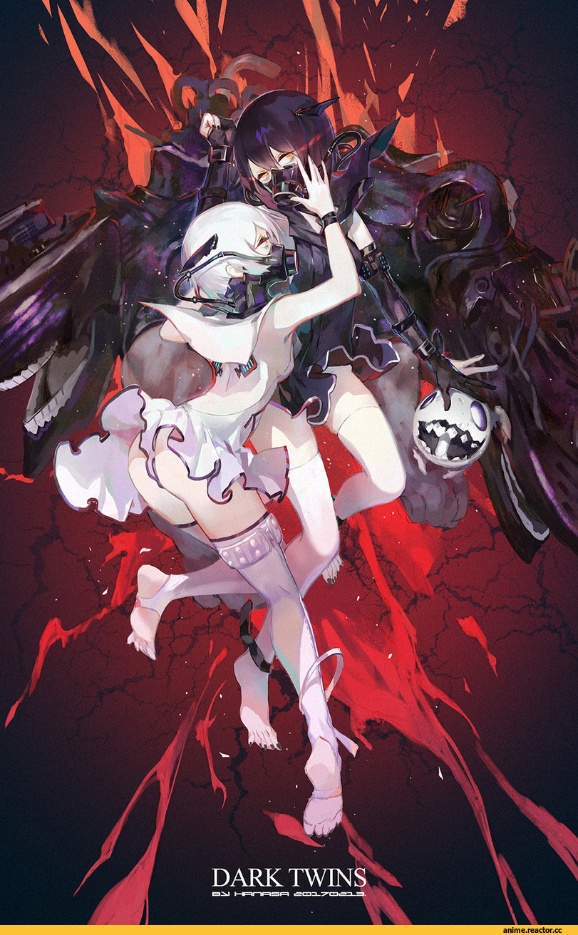 Criin, Anime Art, Kantai Collection, abyssal twin hime (white), abyssal twin hime (black), Anime