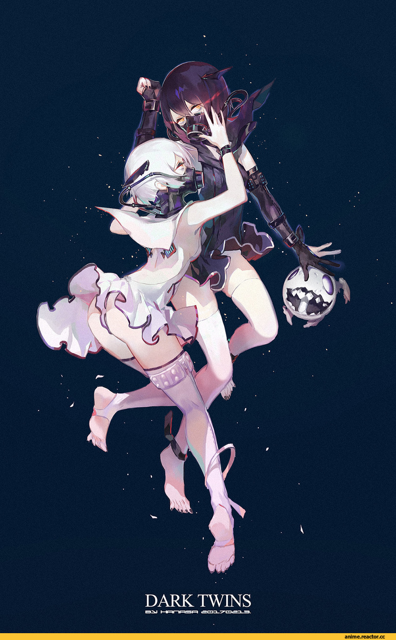 Criin, Anime Art, Kantai Collection, abyssal twin hime (white), abyssal twin hime (black), Anime