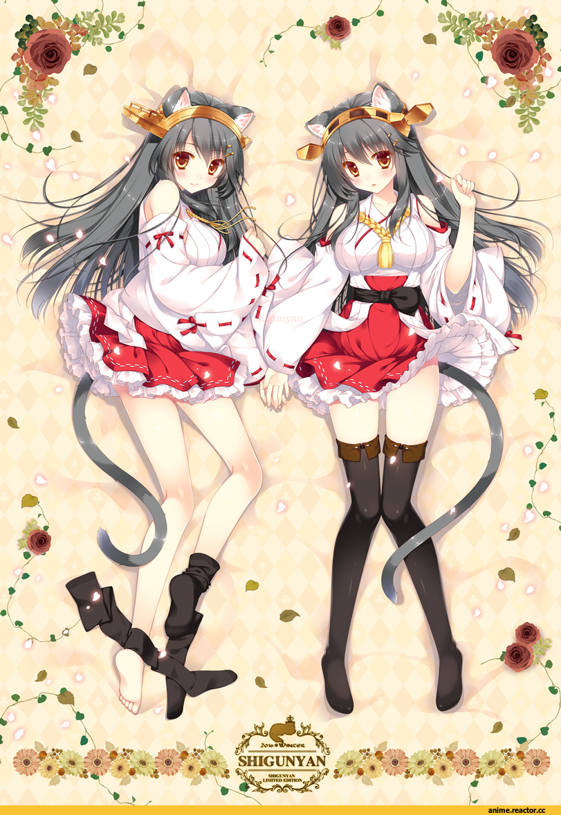 shigunyan, Haruna (Kantai Collection), Kantai Collection, neko, Animal Ears, Anime