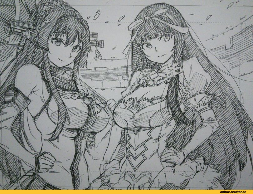 kojima takeshi, Monochrome (Anime), Yamato (Kantai Collection), Kantai Collection, Yamato (Aoki Hagane no Arpeggio), Aoki Hagane no Arpeggio, crossover, Anime