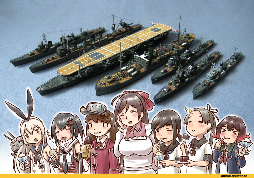 Kantai Collection, Ayanami (Kantai Collection), Fubuki (Kantai Collection), Mamiya (kantai collection), Mutsuki (Kantai Collection), Ryuujou, Sendai (Kantai Collection), Shimakaze, karasu (naoshow357), Anime