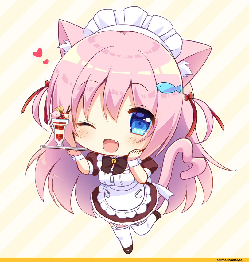 Anime Art, natsuki marina, Anime Original, Maid, Animal Ears, neko, chibi, Anime