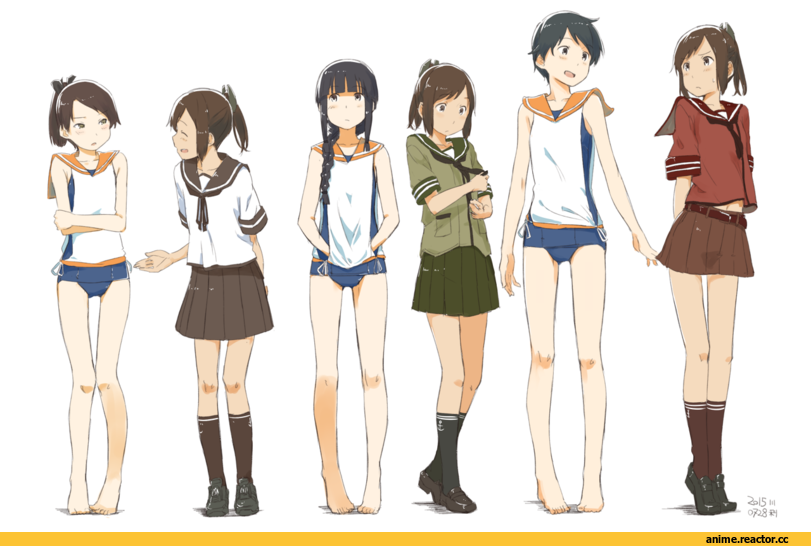kawashina (momen silicon), Kitakami (Kantai Collection), Kantai Collection, i-401 (kantai collection), Mogami (Kantai Collection), Shikinami (Kantai Collection), serafuku, Anime