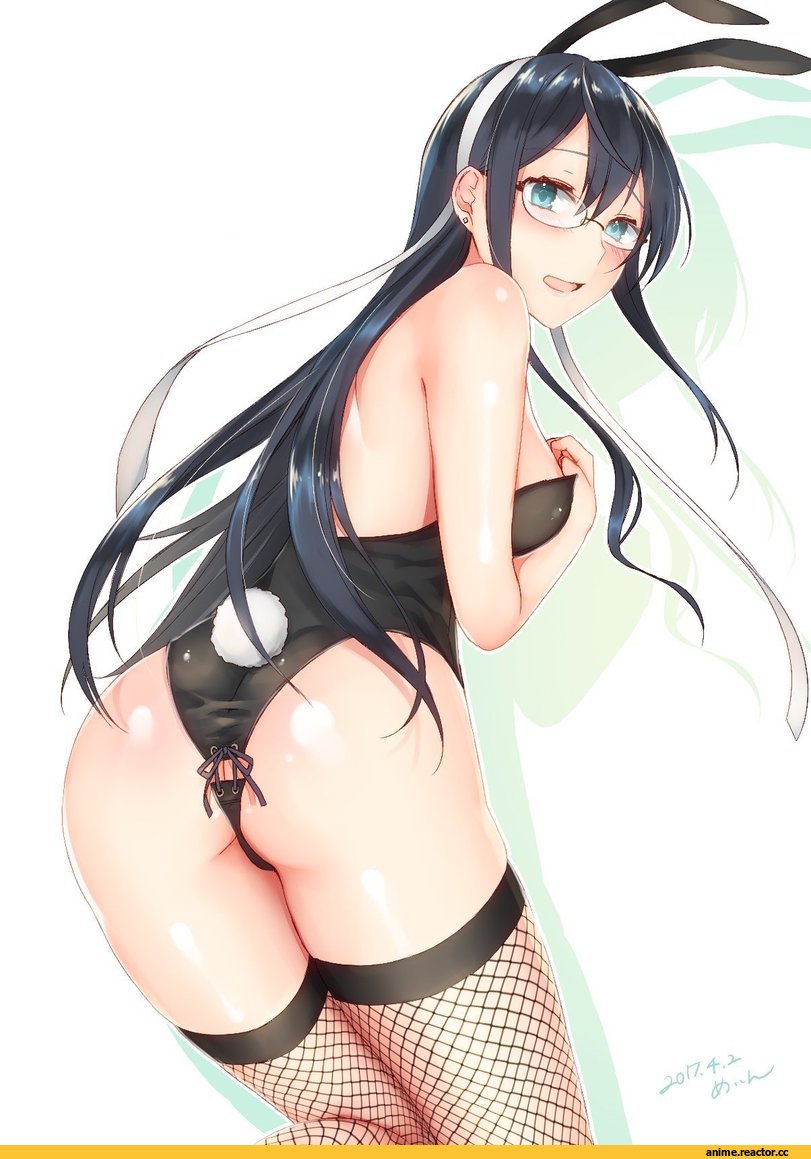 Sakiryo Kanna, Kantai Collection, Ooyodo (Kantai Collection), Usagimimi, Animal Ears, Anime Ero, Anime Ero Ass, Megane, Anime