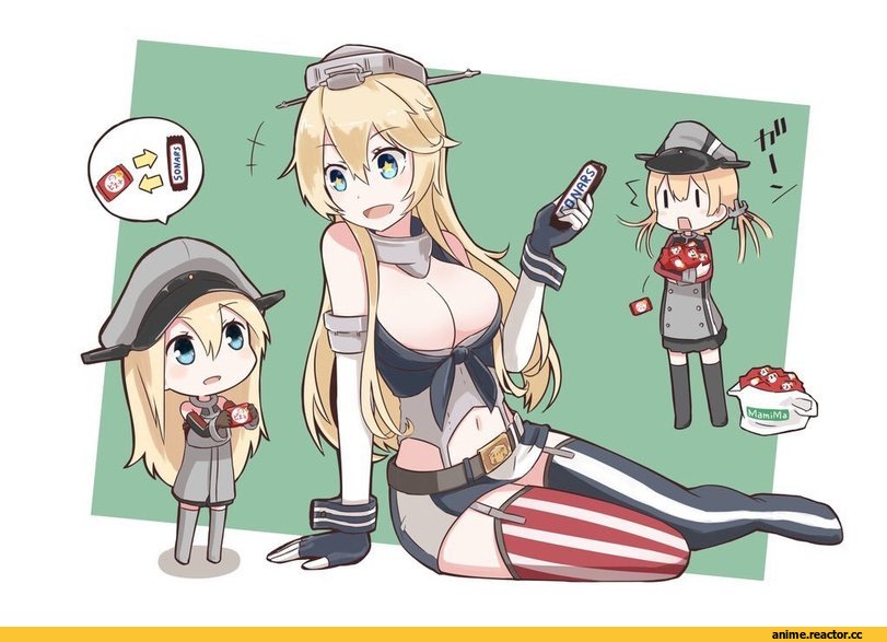 Pokasu, Prinz Eugen (Kantai Collection), Kantai Collection, Bismarck (Kantai Collection), Iowa (Kantai Collection), family mart, Anime