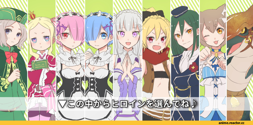 Re Zero Kara Hajimeru Isekai Seikatsu, Emilia (re zero), Rem (re zero), Ram (Re Zero), Beatrice (Re Zero), Felt (re zero), Felix Argyle, Crusch Karsten, Otto Suewen, shakerizero, Anime