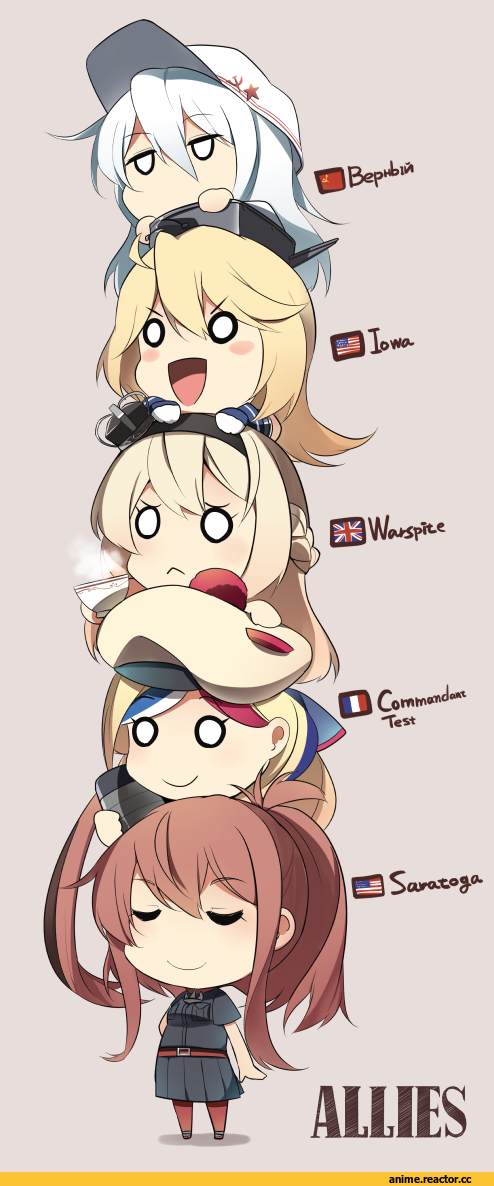 Ido (Teketeke), Anime Art, Verniy, Kantai Collection, Iowa (Kantai Collection), Warspite (Kantai Collection), Commandant Teste (Kantai Collection), Saratoga (Kantai Collection), chibi, Anime