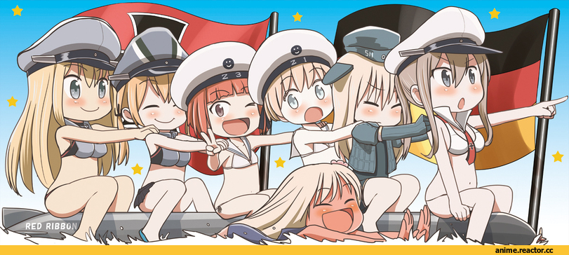 Bismarck (Kantai Collection), Kantai Collection, graf zeppelin (kantai collection), Prinz Eugen (Kantai Collection), Ro-500 (Kantai Collection), U-511 (Kantai Collection), Z1 Leberecht Maass (Kantai Collection), Z3 Max Schultz (Kantai Collection), ahenn, Anime Art, Anime
