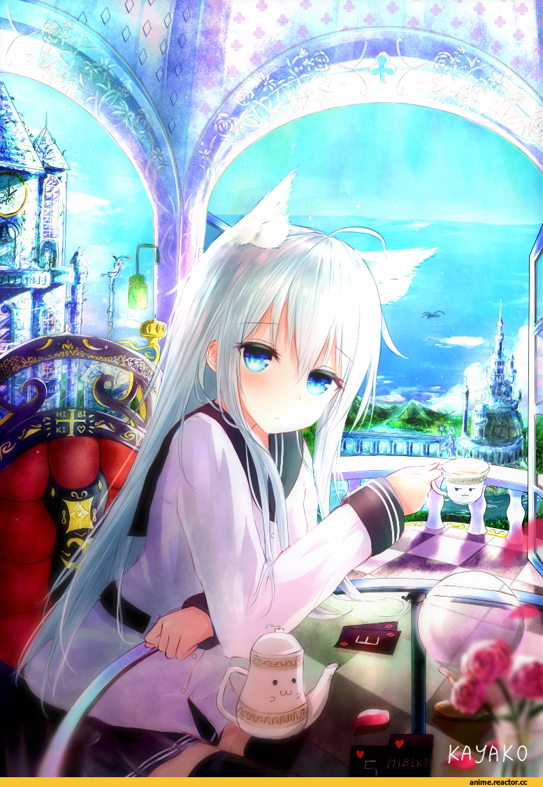 Kantai Collection, Verniy, kayakooooo, neko, Animal Ears, Anime