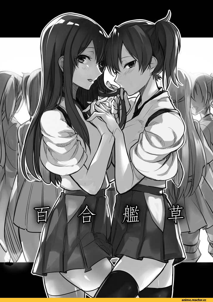 Kantai Collection, Kaga (Kantai Collection), Akagi, Monochrome (Anime), tendou itsuki, Shoujo Ai, Anime