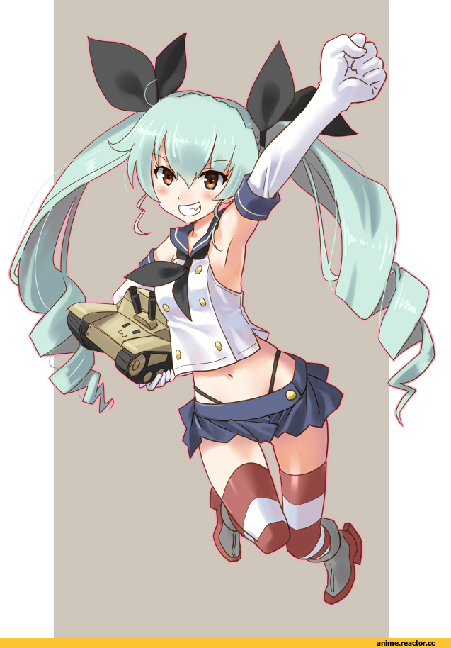 Anchovy, Girls und Panzer, Shimakaze, Kantai Collection, crossover, Katahira Masashi, Anime Art, Anime