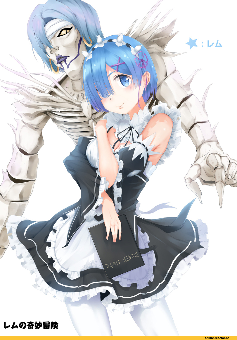 Re Zero Kara Hajimeru Isekai Seikatsu, Rem (re zero), Тетрадь смерти, REM, crossover, Anime