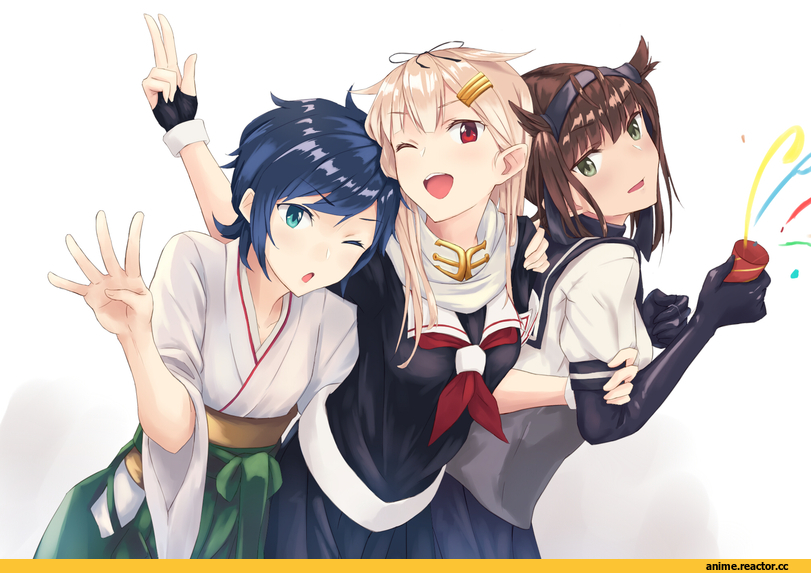 hiiragii (hiiragi 0404), Yuudachi, Kantai Collection, Hatsuzuki (Kantai Collection), Matsukaze (kantai collection), Anime