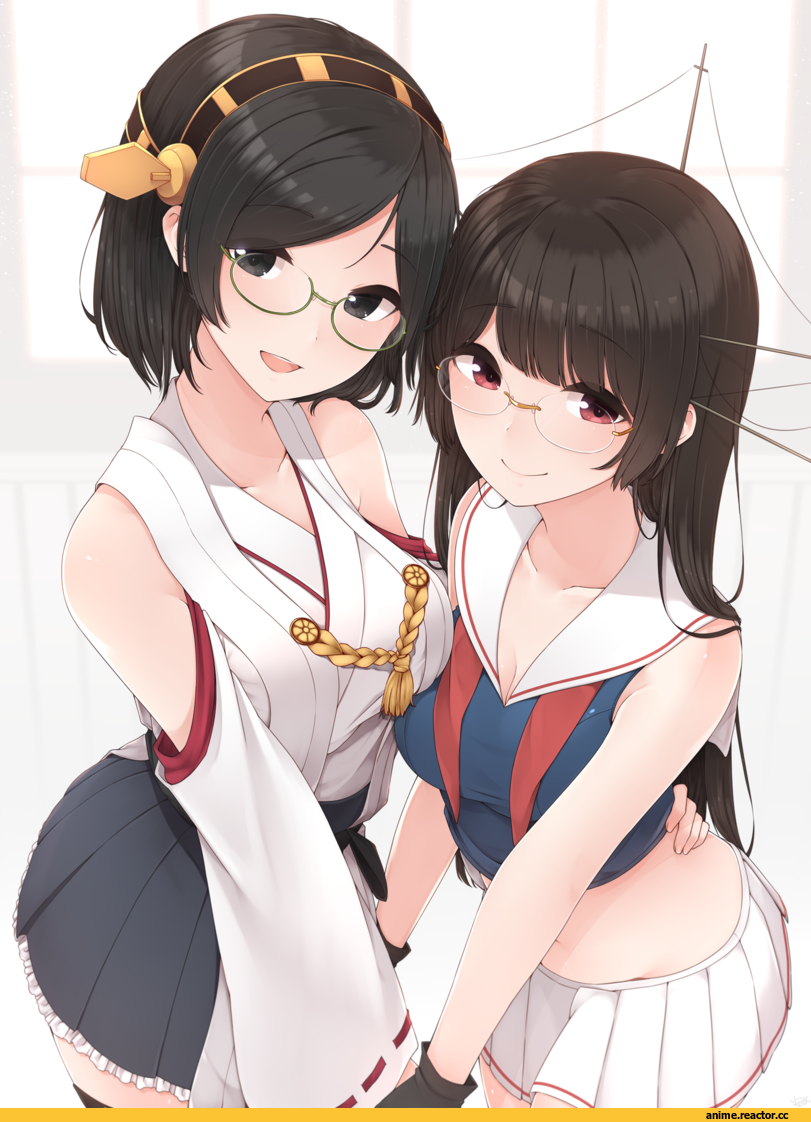 Haruna (Kantai Collection), Kantai Collection, Kirishima (Kantai Collection), yukichi (sukiyaki39), Megane, Anime