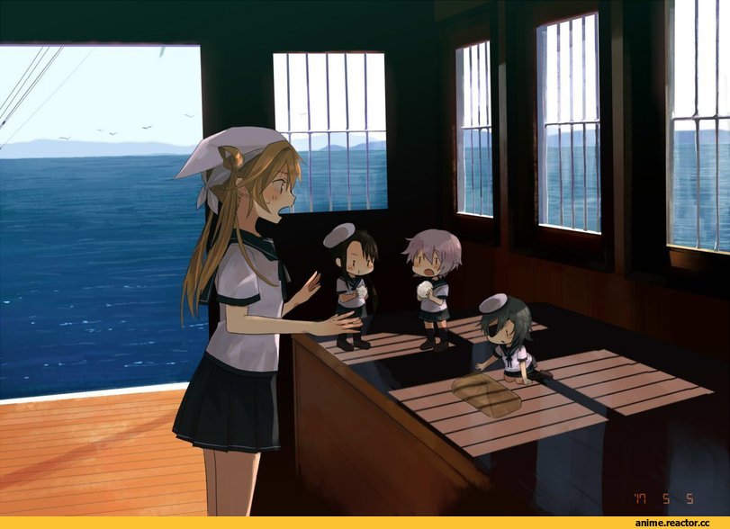 Annin Musou, Anime Art, Abukuma, Kantai Collection, Kiso, Nachi, Tama (Kantai Collection), Anime