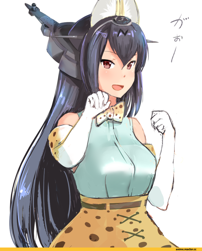 Nagato (Kantai Collection), Kantai Collection, crossover, Serval (Kemono Friends), Kemono Friends, mushi gyouza, Anime