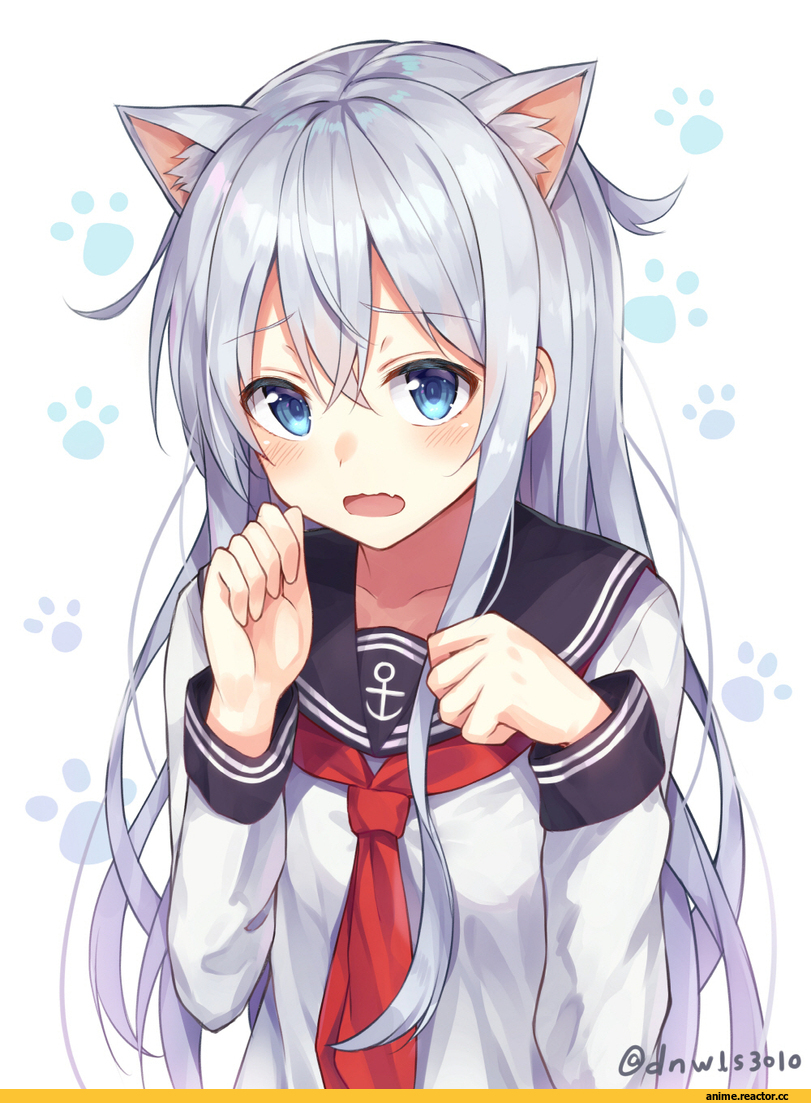 huwali (dnwls3010), Hibiki (Kantai Collection), Kantai Collection, Animal Ears, neko, Anime