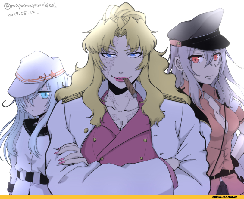 Gangut (Kantai Collection), Kantai Collection, Verniy, crossover, Balalaika (BL), Black Lagoon, Anime