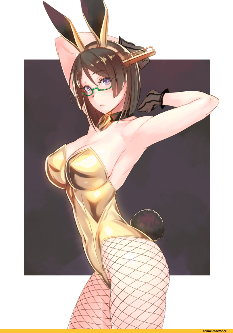 Kirishima (Kantai Collection), Kantai Collection, Yuuji (And), Megane, Bunnysuit, Anime