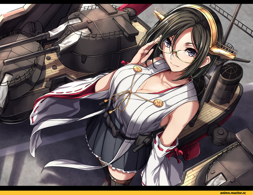 sblack, Kirishima (Kantai Collection), Kantai Collection, Megane, Anime