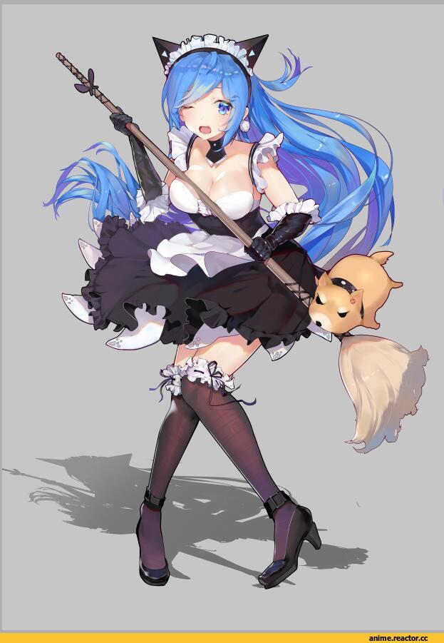 Sukemyon, Anime Art, Shingeki no Bahamut, fenrir (shingeki no bahamut), Animal Ears, Maid, удалённое, Anime