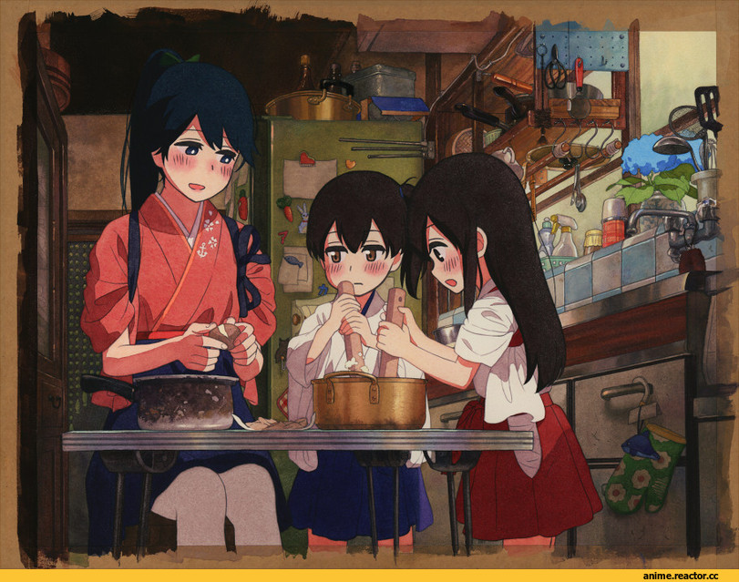 Kantai Collection, Akagi, Kaga (Kantai Collection), Houshou (Kantai Collection), shijukara (great tit), Anime