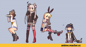 Kantai Collection, Amatsukaze (Kantai Collection), Shimakaze, Tokitsukaze (Kantai Collection), Yukikaze, vovovov, Anime Гифки, Anime