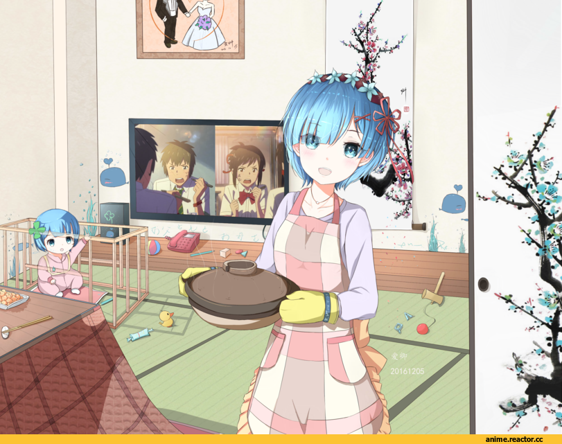 Re Zero Kara Hajimeru Isekai Seikatsu, Rem (re zero), Kimi No Na Wa, miyamizu mitsuha, tachibana taki, crossover, aiqing, Anime
