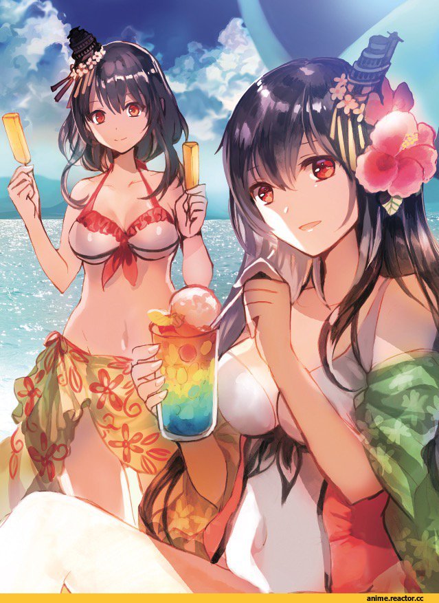 rioka (southern blue sky), Anime Art, Anime Ero, Anime Ero Swim, Kantai Collection, fusou (kantai collection), yamashiro (kantai collection), Anime