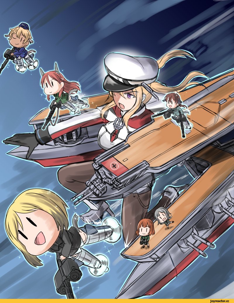 Graf Zeppelin, Minna-Dietlinde Wilcke, Strike Witches, фэндомы, Erica Hartmann, Gertrud Barkhorn, Edytha Rossmann, Waltrud Krupinski, Gundula Rall, crossover, Anime, Kantai Collection, Strike Witches Character