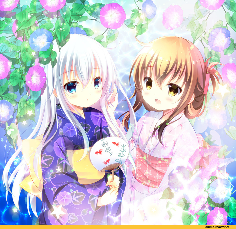 Anime Art, shirogane hina, Kantai Collection, Hibiki (Kantai Collection), Inazuma (Kantai Collection), Yukata, Anime