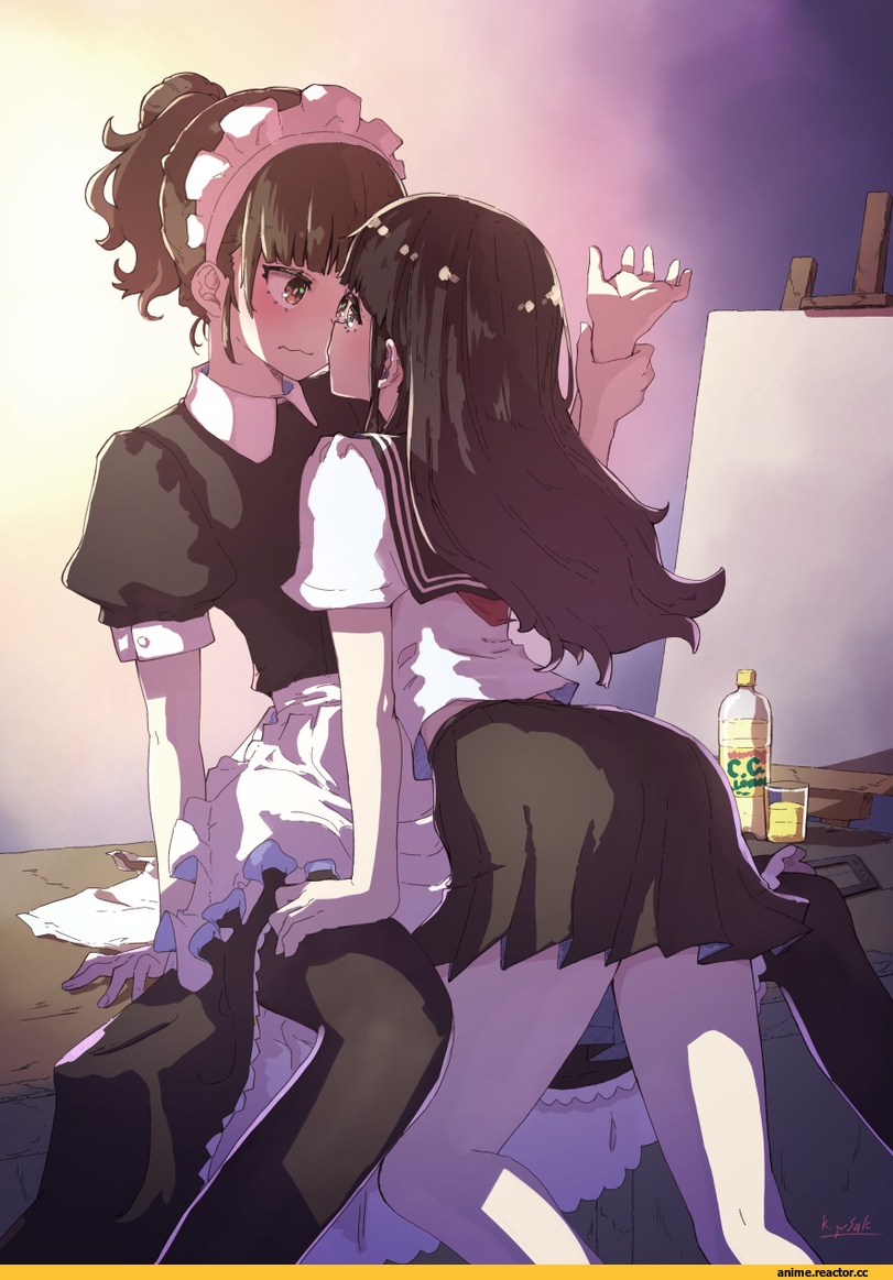 AO, Anime Art, Maid, Shoujo Ai, kagawa yuusaku, Anime