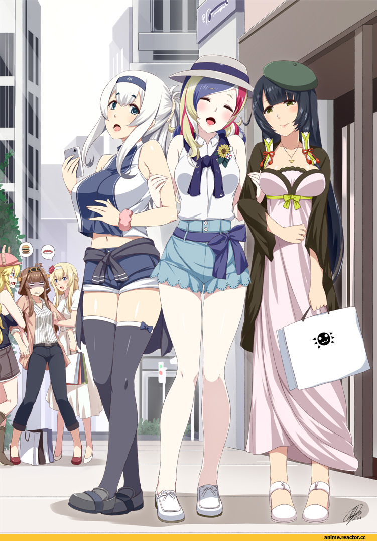 Kobayashi-san Chi No MaiDragon, Commandant Teste (Kantai Collection), Iowa (Kantai Collection), Kamoi (Kantai Collection), Kongou (Kantai Collection), Mizuho (Kantai Collection), Quetzalcoatl (MaiDragon), Warspite (Kantai Collection), darkmaya, crossover, Anime, Kantai Collection