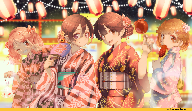 Kantai Collection, akebono (kantai collection), Oboro (Kantai Collection), Sazanami (Kantai Collection), Ushio (Kantai Collection), matsukawa li, kimono, Anime