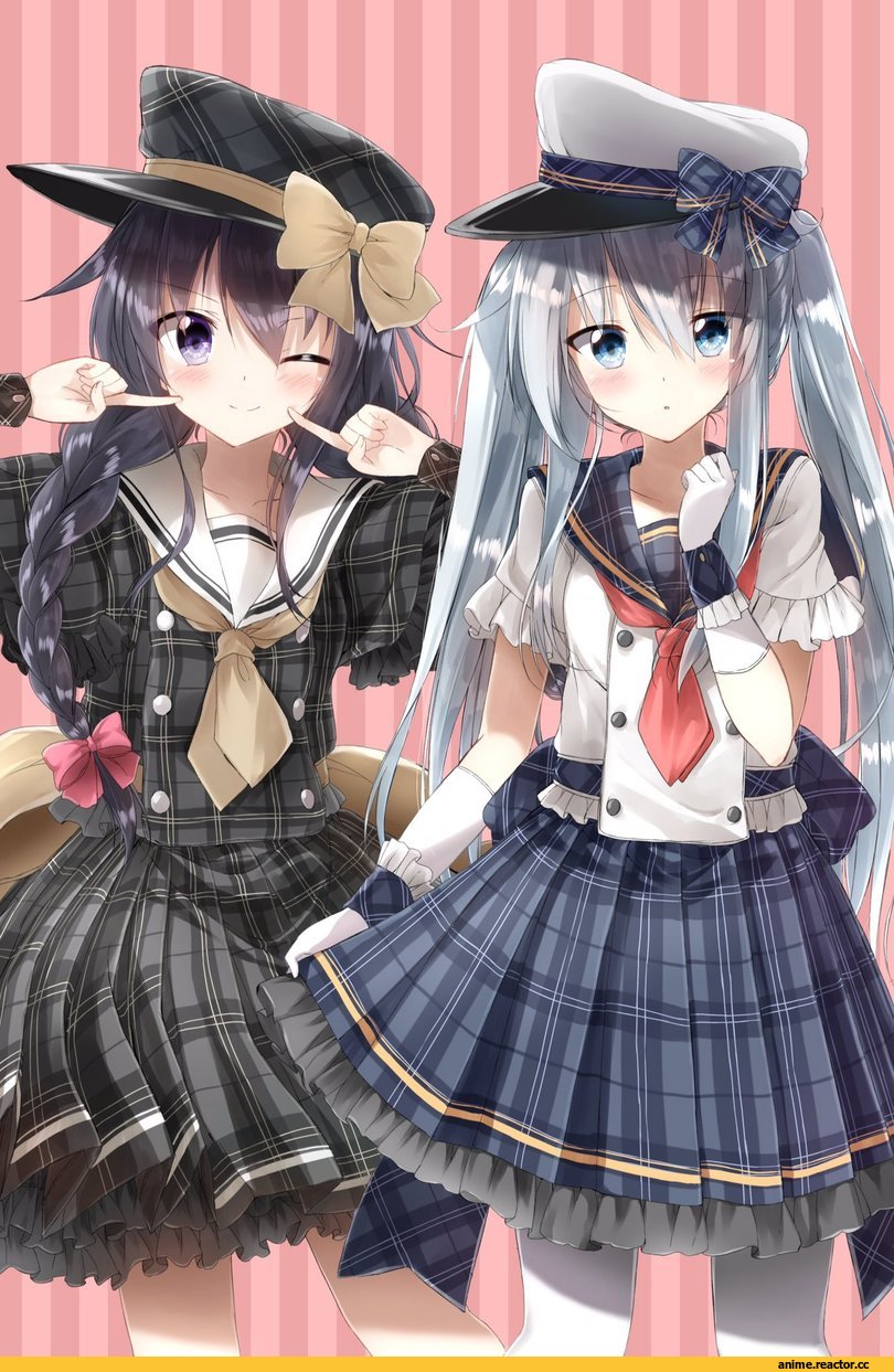 Anime Art, pentagon (railgun ky1206), Kantai Collection, Akatsuki, Hibiki (Kantai Collection), Anime