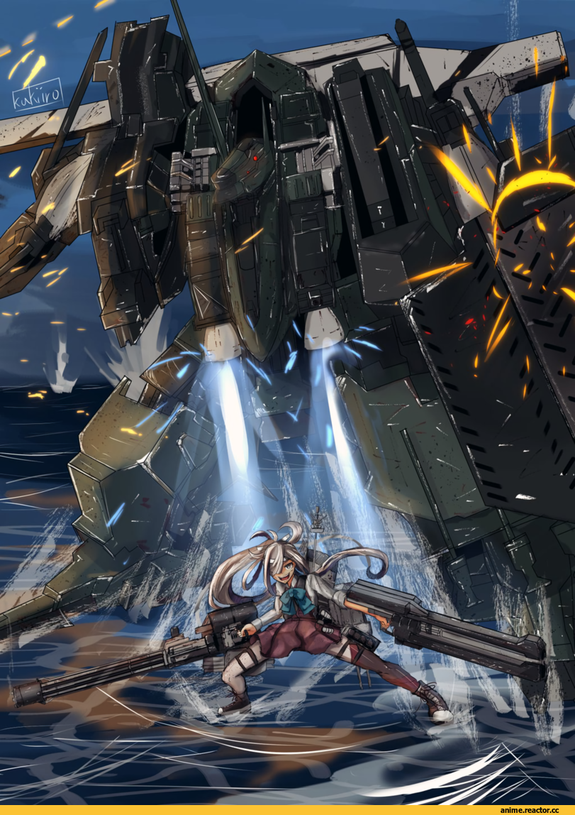 kakiiro (takuya), Kantai Collection, crossover, Armored Core, Asashimo (Kantai Collection), Anime