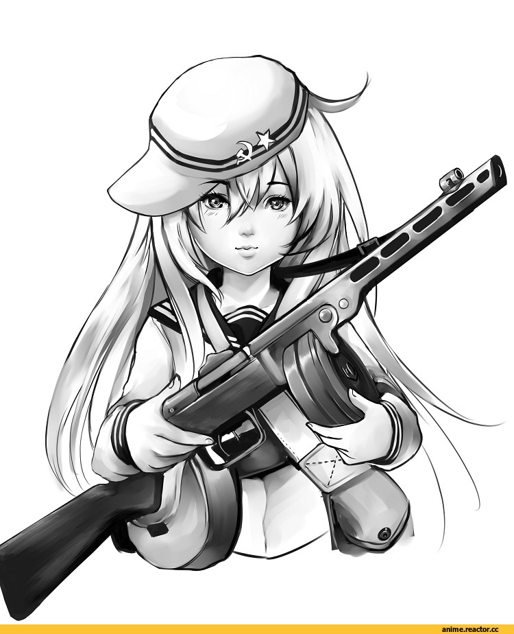 Kantai Collection, Verniy, jojo218, Monochrome (Anime), Anime